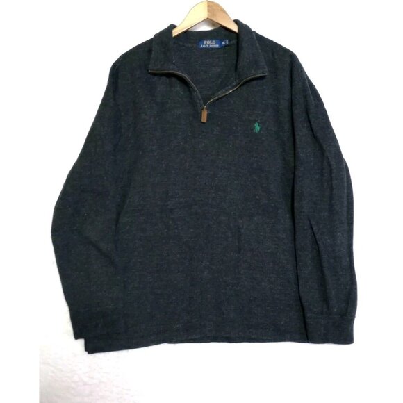 Polo Ralph Lauren 1/4 Zip Sweater Men’s XL Gray Embroidered Green Pony - Picture 11 of 12